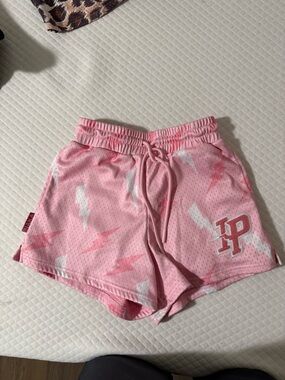 Pink Lightning Print Drawstring Shorts